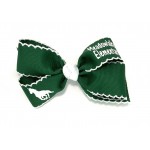 Meadowlake (Forest Green) / White Pico Stitch Bow - 5 Inch